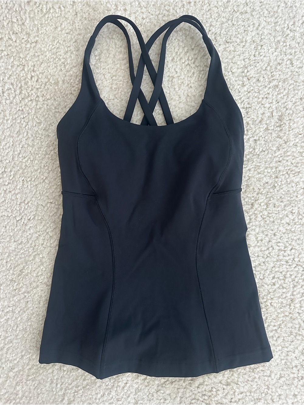 Lululemon Black Strappy Power Tank with removable pads